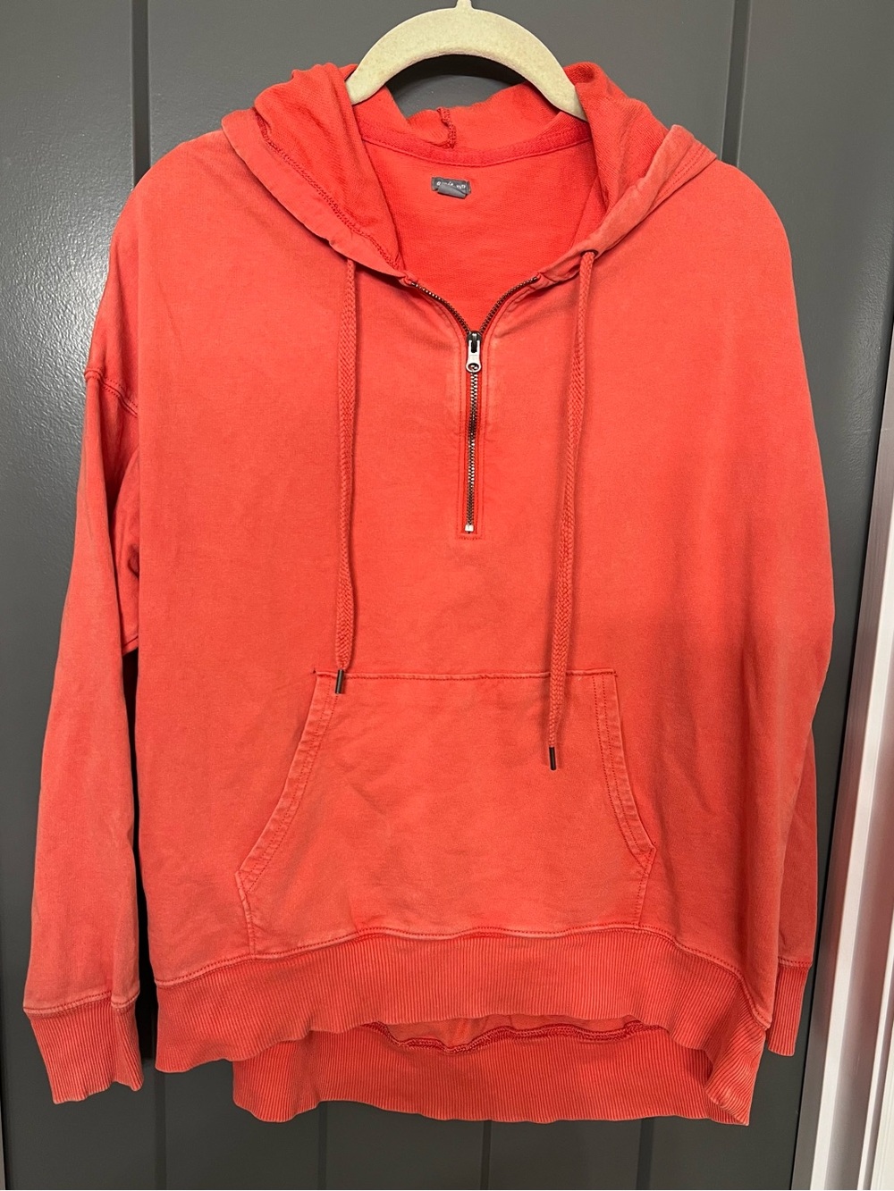 aerie Coral Pullover Hoodie quarter-zip mineral wash size XS